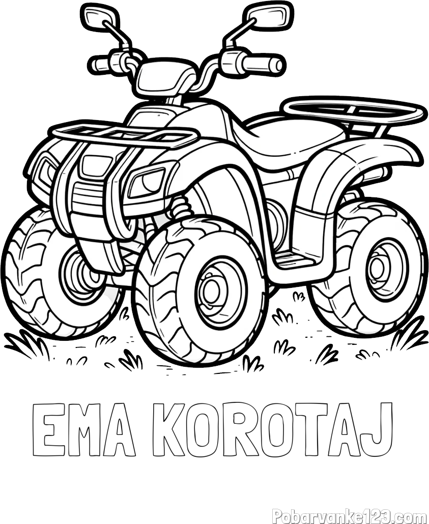 Pobarvanka imena EMA KOROTAJ in pobarvanka velikega štirikolesnika