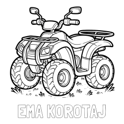 Online izdelana pobarvanka - Pobarvanka imena EMA KOROTAJ in pobarvanka velikega štirikolesnika