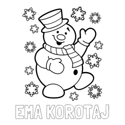 Online izdelana pobarvanka - Pobarvanka imena EMA KOROTAJ in pobarvanka veselega snežaka