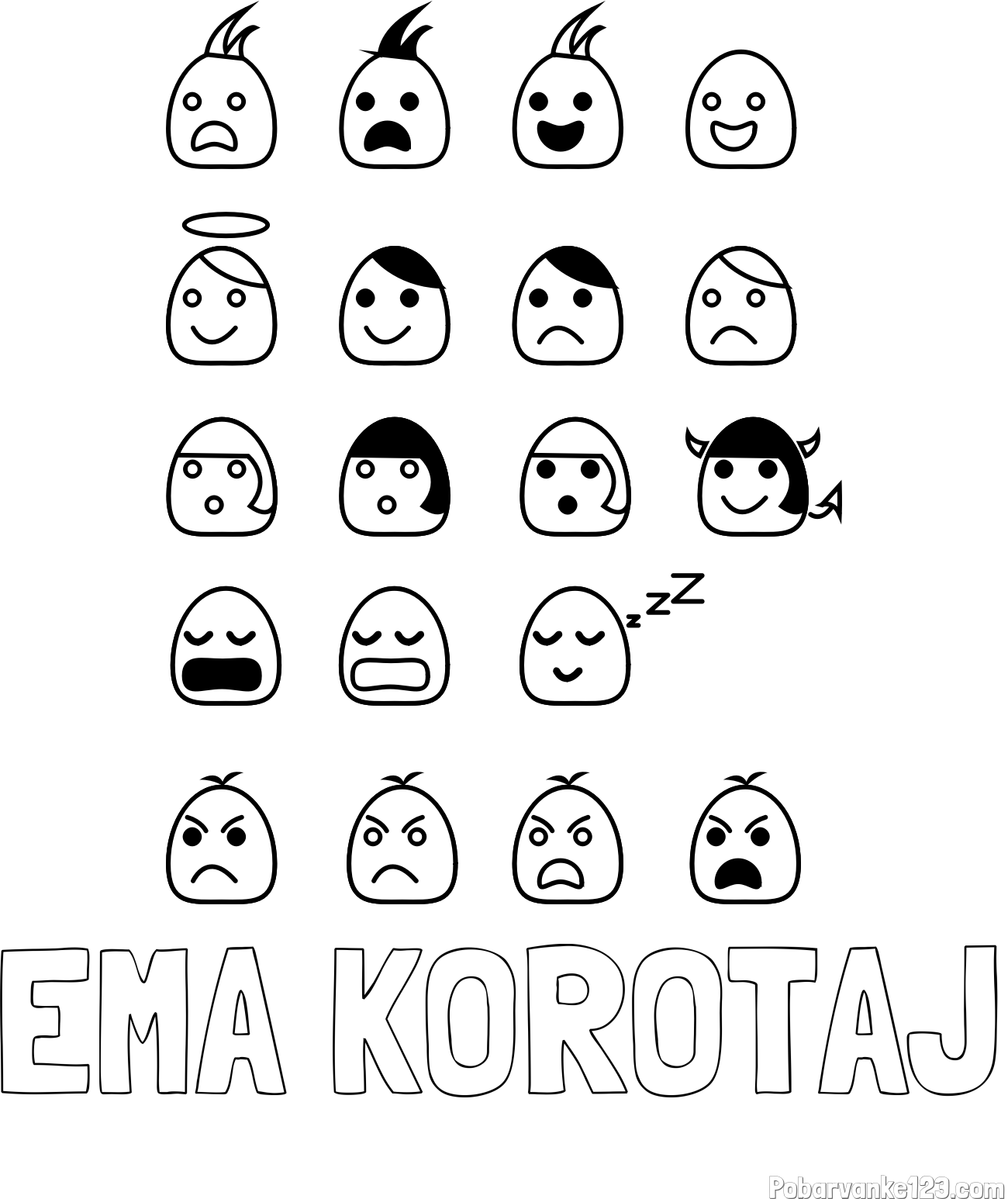 Pobarvanka imena EMA KOROTAJ in pobarvanka z zbirko 19ih smeškov