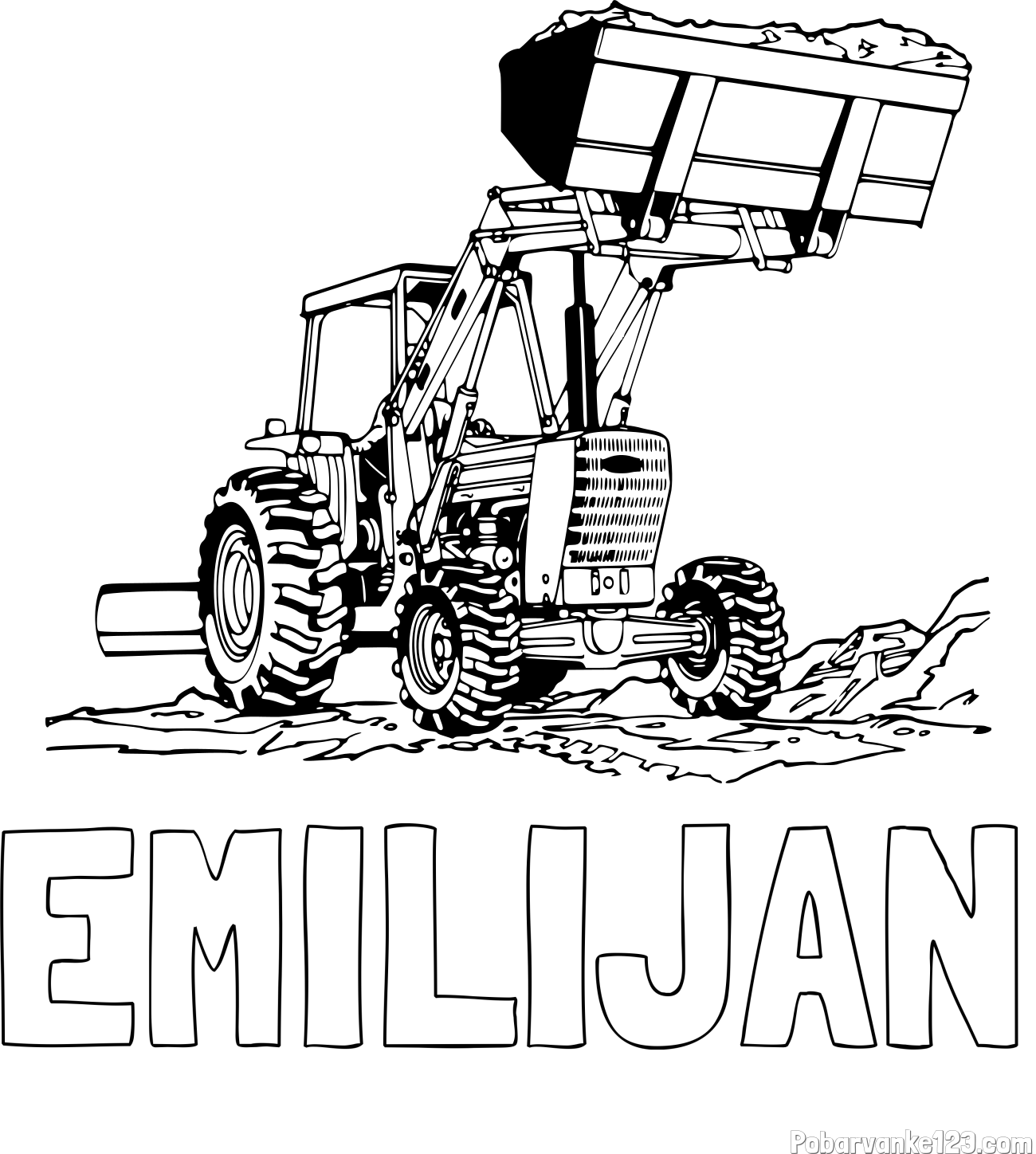 Pobarvanka imena EMILIJAN in pobarvanka traktorja