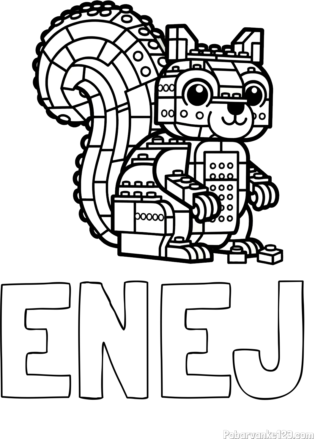 Pobarvanka imena ENEJ in pobarvanka LEGO veverice