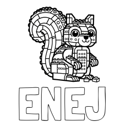 Online izdelana pobarvanka - Pobarvanka imena ENEJ in pobarvanka LEGO veverice