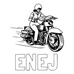 Online izdelana pobarvanka - Pobarvanka imena ENEJ in pobarvanka motorja ter motoristke