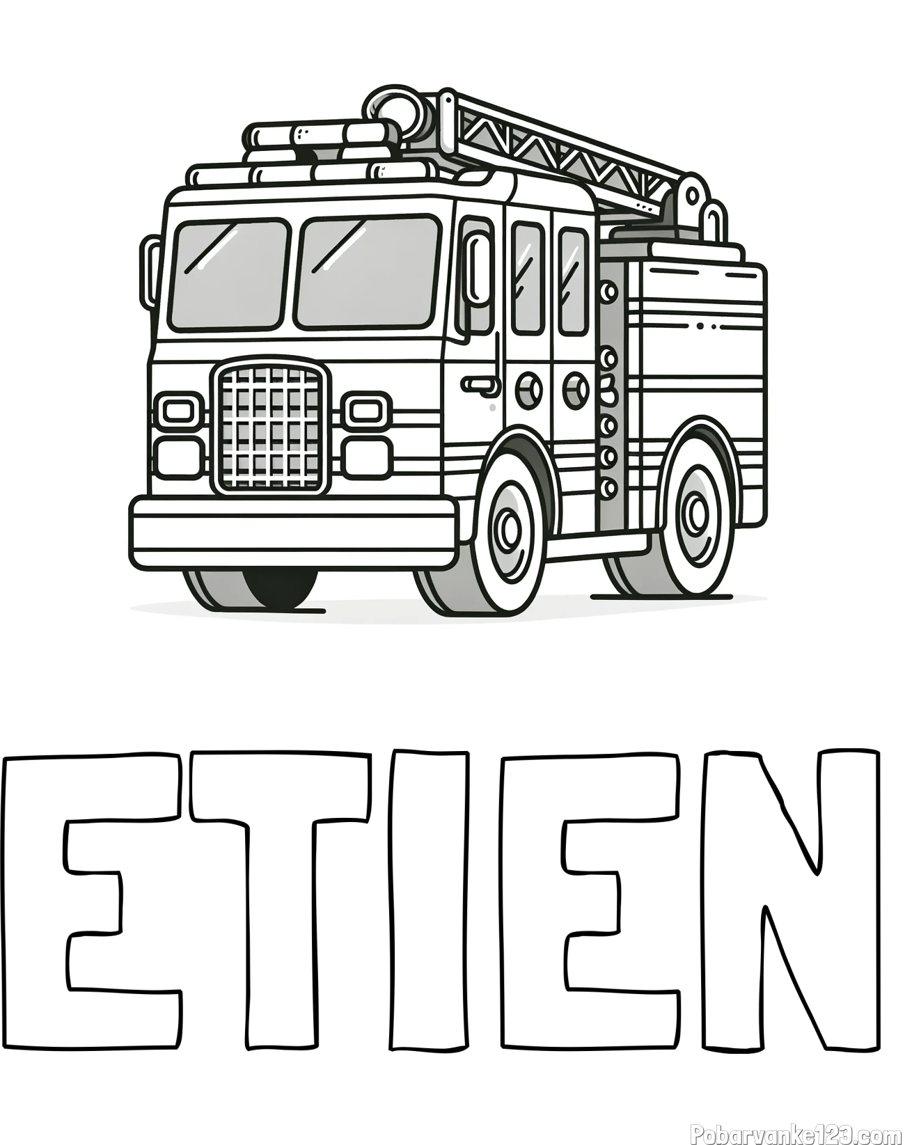 Pobarvanka imena ETIEN in pobarvanka velikega gasilskega avta