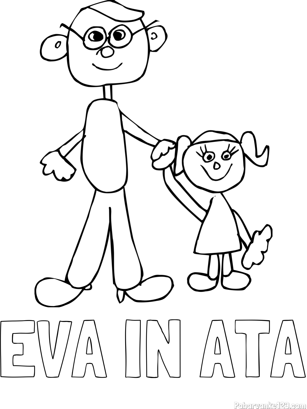 Pobarvanka imena EVA IN ATA in otroška pobarvanka očeta in hčerke