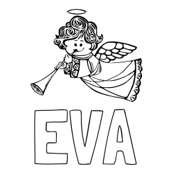 Online izdelana pobarvanka - Pobarvanka imena EVA in pobarvanka angelčka