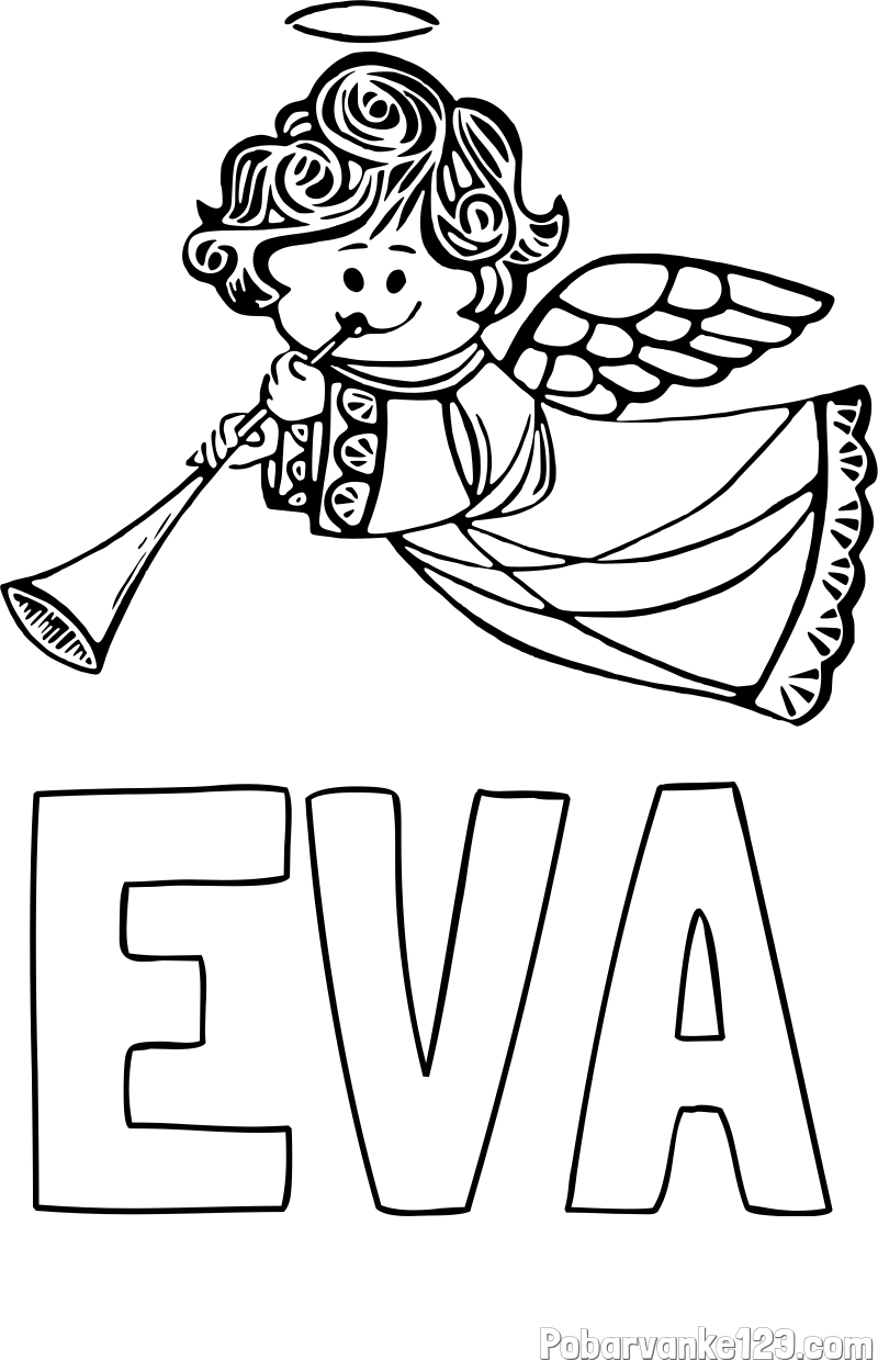 Pobarvanka imena EVA in pobarvanka angelčka