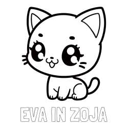 Online izdelana pobarvanka - Pobarvanka imena EVA IN ZOJA in pobarvnaka ljubke muce v anime slogu