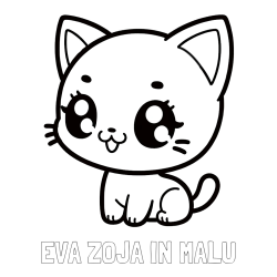 Online izdelana pobarvanka - Pobarvanka imena EVA ZOJA IN MALU in pobarvnaka ljubke muce v anime slogu