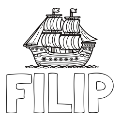 Online izdelana pobarvanka - Pobarvanka imena FILIP in otroška pobarvanka ladje
