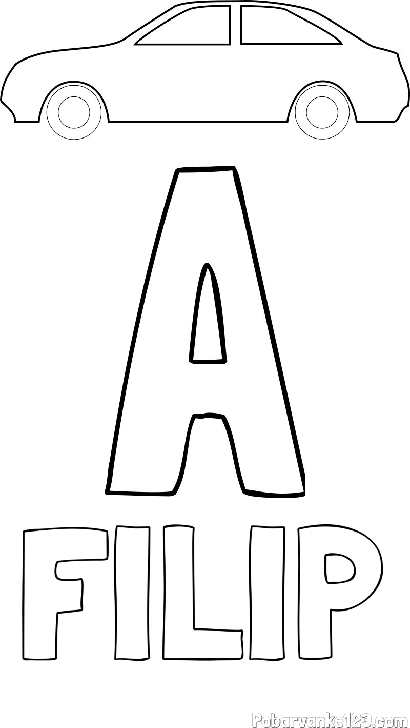 Pobarvanka imena FILIP in pobarvanka črke A