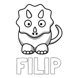 Online izdelana pobarvanka - Pobarvanka imena FILIP in pobarvanka dinozavra triceratops