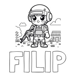Online izdelana pobarvanka - Pobarvanka imena FILIP in preprosta otroška PUBG pobarvanka