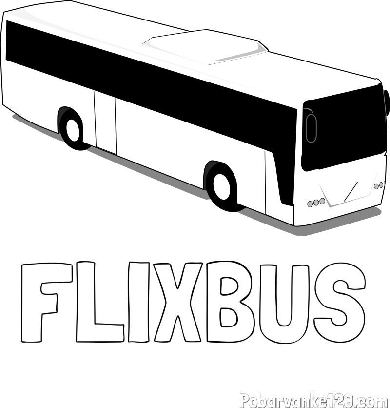 Pobarvanka imena FLIXBUS in pobarvanka velikega avtobusa