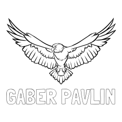 Online izdelana pobarvanka - Pobarvanka imena GABER PAVLIN in pobarvanka orla s široko razprtimi krili