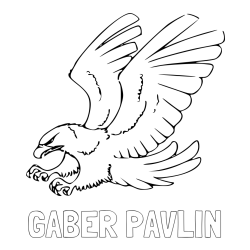 Online izdelana pobarvanka - Pobarvanka imena GABER PAVLIN in pobarvanka orla v napadu