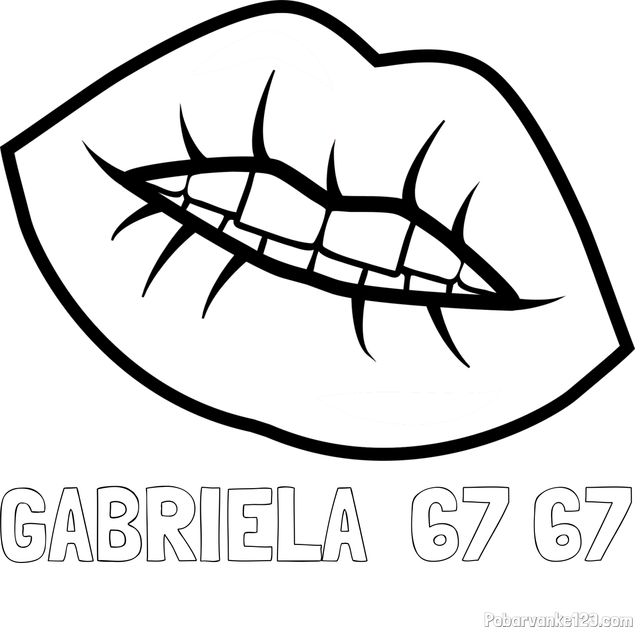 Pobarvanka imena GABRIELA  67 67 in pobarvanka ustnic