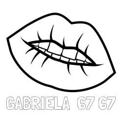 Online izdelana pobarvanka - Pobarvanka imena GABRIELA  67 67 in pobarvanka ustnic