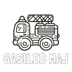 Online izdelana pobarvanka - Pobarvanka imena GASILEC MAJ in pobarvanka gasilski avto