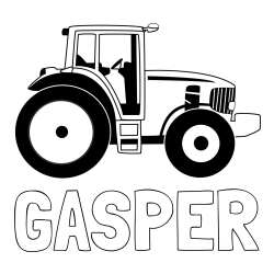 Online izdelana pobarvanka - Pobarvanka imena GAŠPER in pobarvanka velikega in zmogljivega traktorja