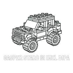 Online izdelana pobarvanka - Pobarvanka imena GAŠPER STARC BI IMEL DIPA in pobarvanka džipa sestavljenega iz LEGO kock