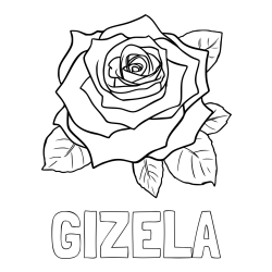 Online izdelana pobarvanka - Pobarvanka imena GIZELA in pobarvanka vrtnice