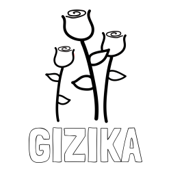Online izdelana pobarvanka - Pobarvanka imena GIZIKA in pobarvanka treh vrtnic
