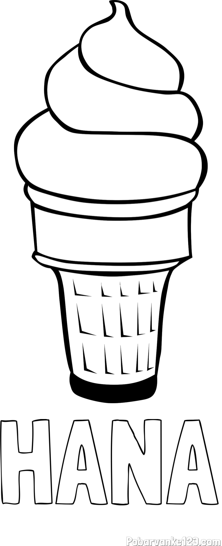 Pobarvanka imena HANA in pobarvanka sladoled
