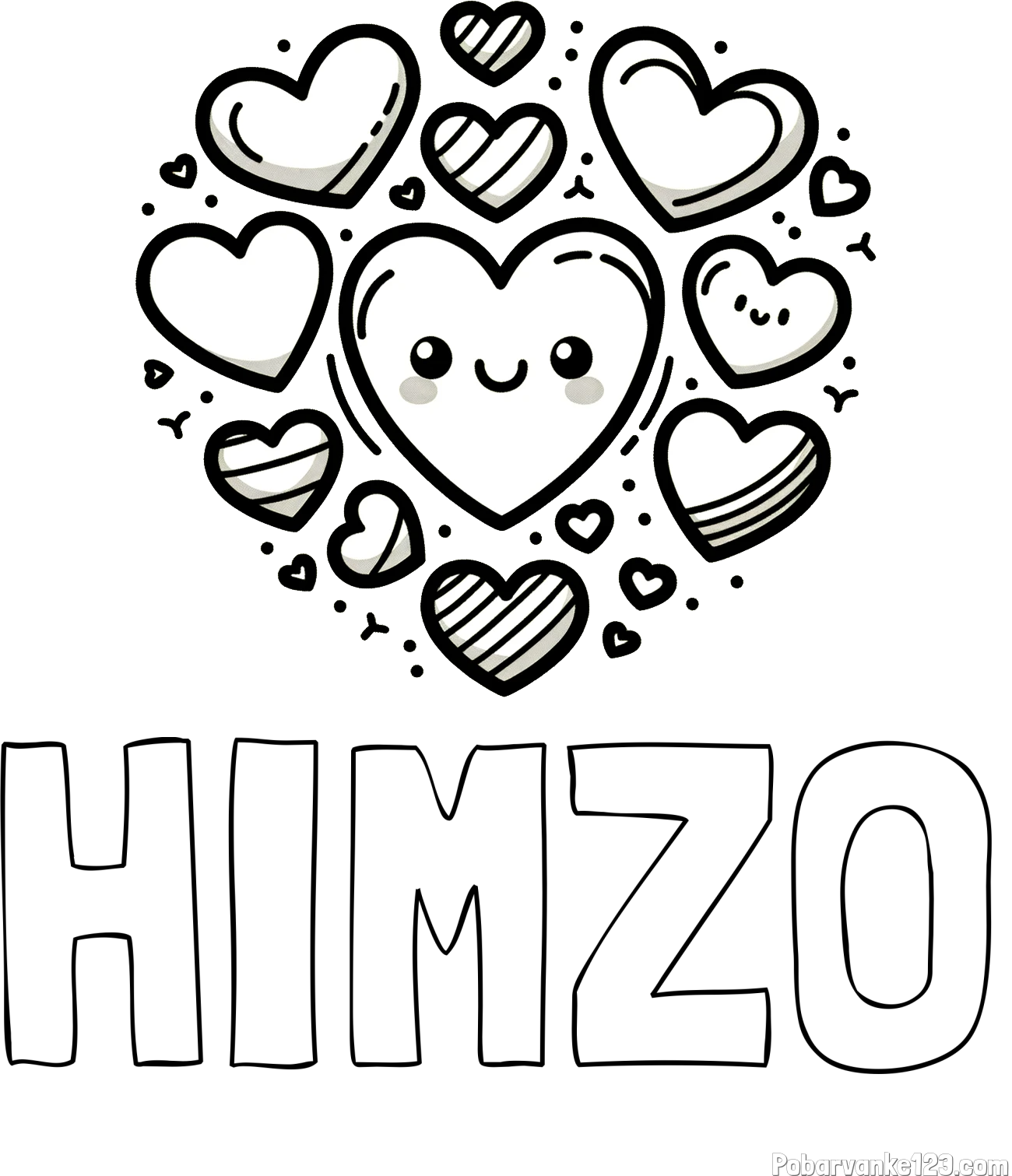 Pobarvanka imena HIMZO in pobarvanka srčkov