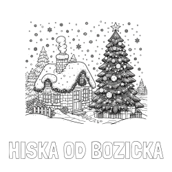 Online izdelana pobarvanka - Pobarvanka imena HISKA OD BOZICKA in pobarvanka zasnežene hiške na božično noč