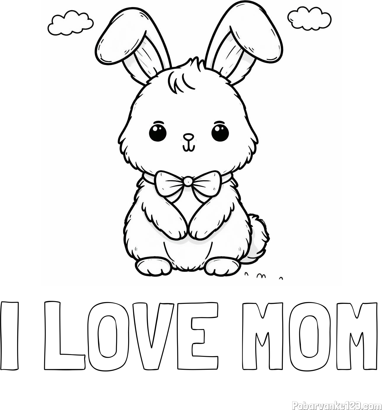 Pobarvanka imena I LOVE MOM in pobarvanka prikupnega zajčka