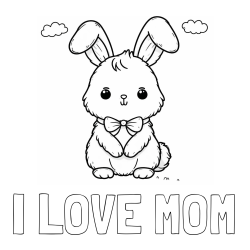 Online izdelana pobarvanka - Pobarvanka imena I LOVE MOM in pobarvanka prikupnega zajčka