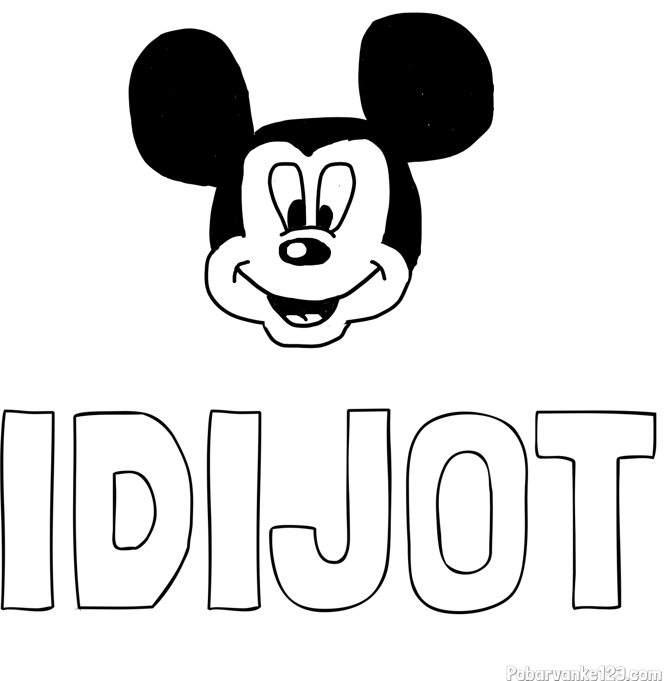 Pobarvanka imena IDIJOT in pobarvanka ljubke Miki Miške