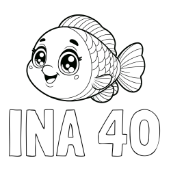 Online izdelana pobarvanka - Pobarvanka imena INA 40 in pobarvanka prisrčne ribe
