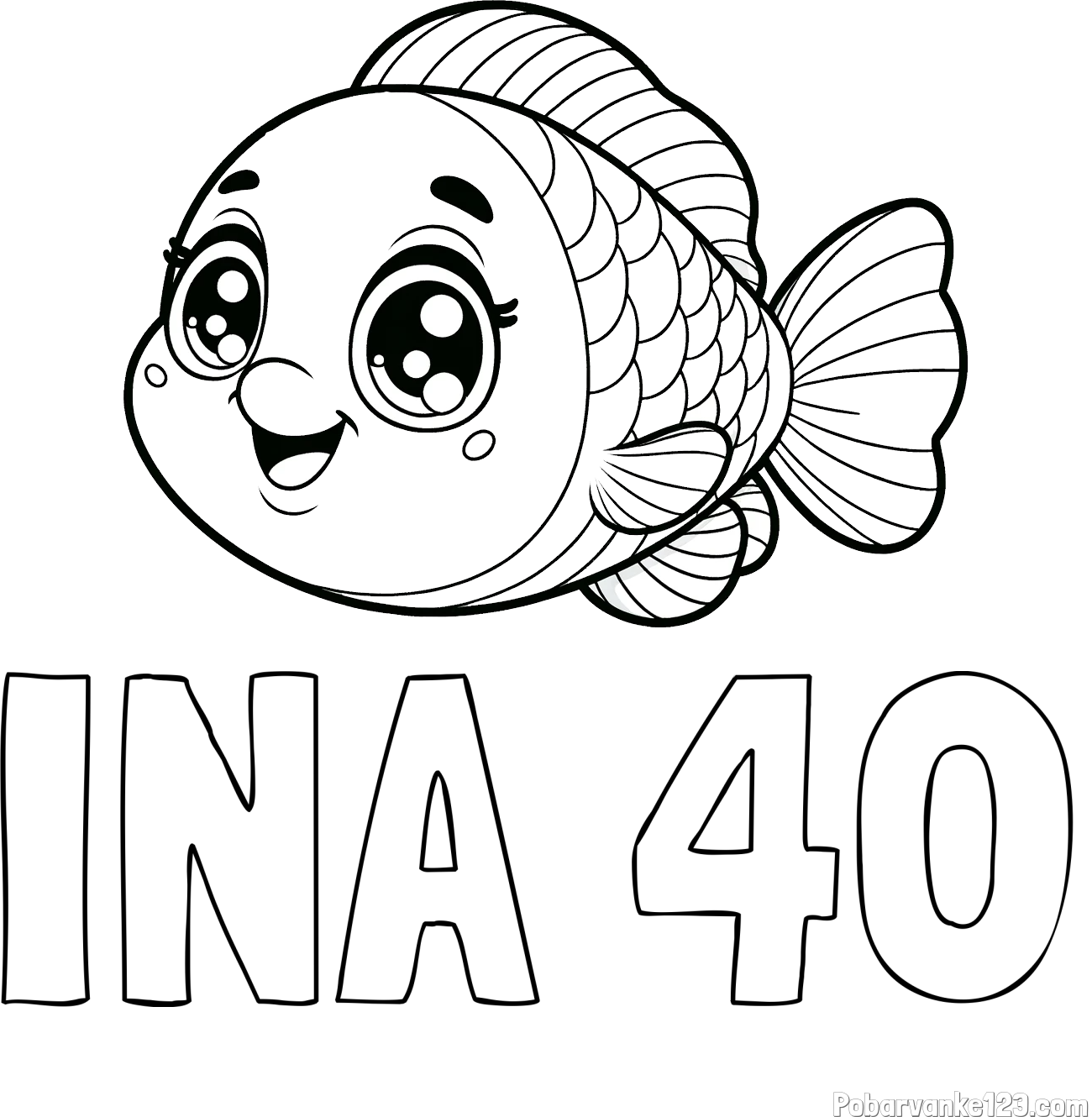 Pobarvanka imena INA 40 in pobarvanka prisrčne ribe