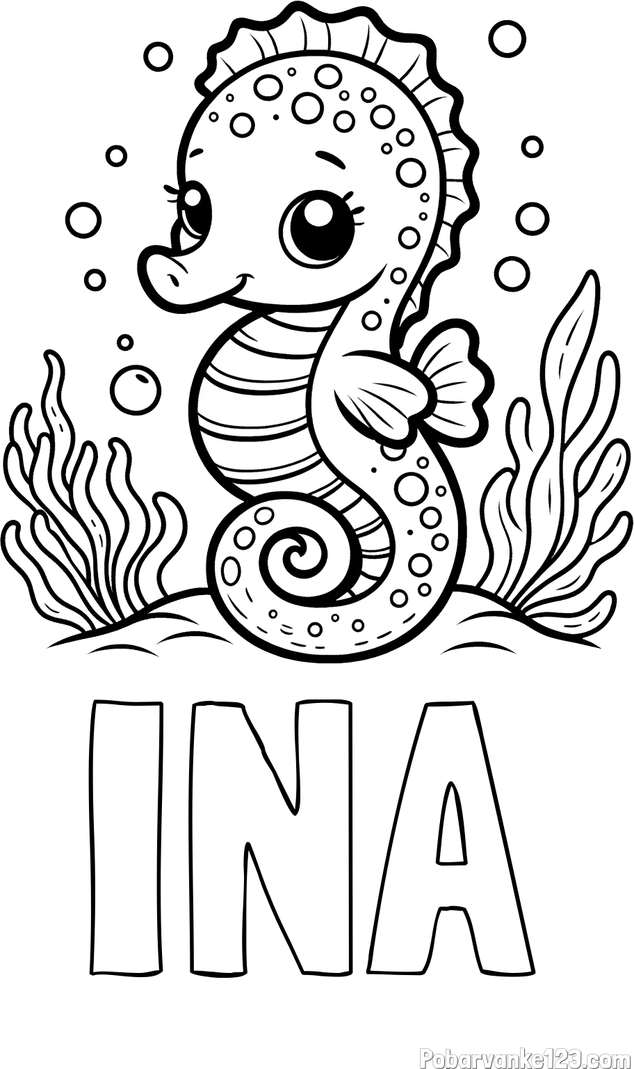 Pobarvanka imena INA in pobarvanka morskega konjička