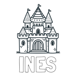 Online izdelana pobarvanka - Pobarvanka imena INES in otroška pobarvanka gradu
