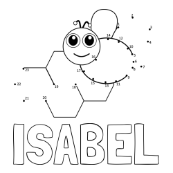 Online izdelana pobarvanka - Pobarvanka imena ISABEL in pobarvanka čebelice in satja - poveži številke