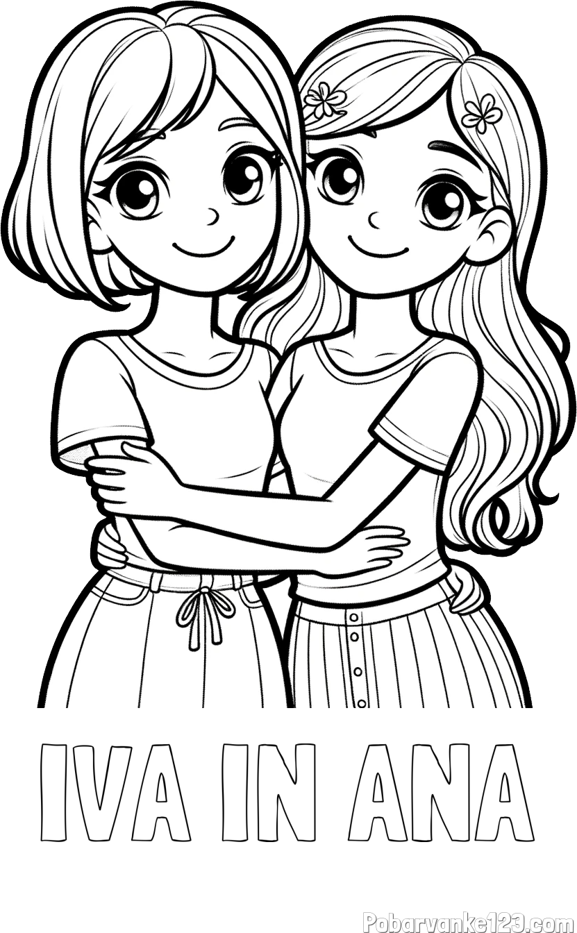 Pobarvanka imena IVA IN ANA in pobarvanka ljubkih prijateljic