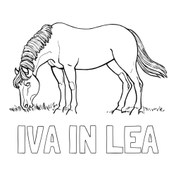 Online izdelana pobarvanka - Pobarvanka imena IVA IN LEA in pobarvanka konja med pašo