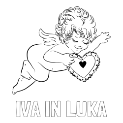 Online izdelana pobarvanka - Pobarvanka imena IVA IN LUKA in pobarvanka angela s srčkom