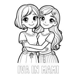 Online izdelana pobarvanka - Pobarvanka imena IVA IN MAMI in pobarvanka ljubkih prijateljic