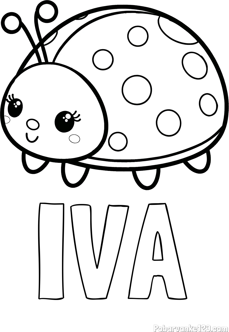 Pobarvanka imena IVA in pobarvanka ljubke pikapolonice