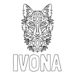 Online izdelana pobarvanka - Pobarvanka imena IVONA in pobarvanka volka - mandale