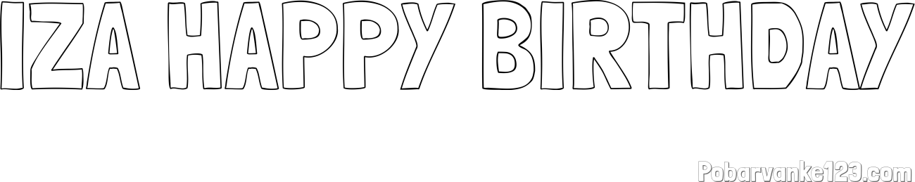 Pobarvanka imena IZA HAPPY BIRTHDAY