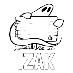 Pobarvanka imena IZAK in pobarvanka duhca in table