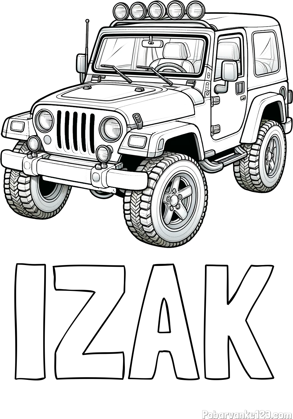 Pobarvanka imena IZAK in pobarvanka džipa