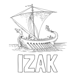 Online izdelana pobarvanka - Pobarvanka imena IZAK in pobarvanka stare bojne ladje - galeje