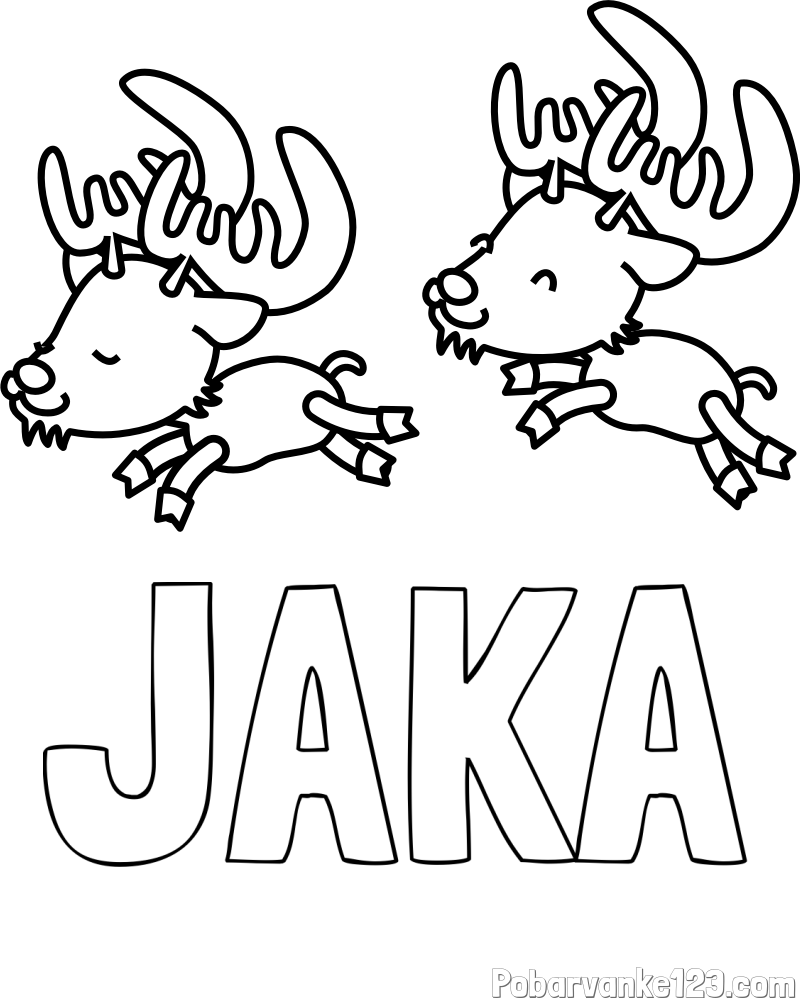 Pobarvanka imena JAKA in jelenčka